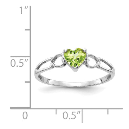 14K Weißgold Ring mit Peridot-Geburtsstein, poliert