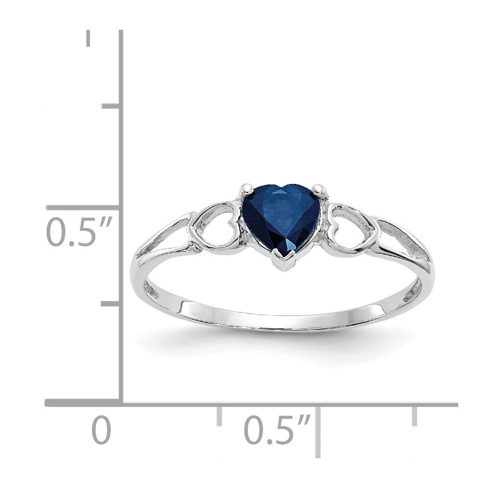14K Weißgold Ring mit echtem Saphir-Geburtsstein, poliert