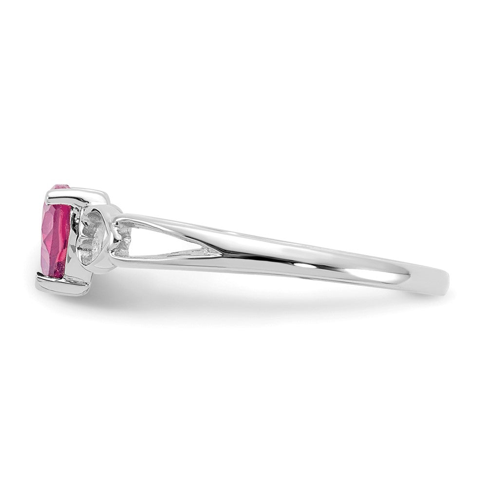 10K Weißgold Poliert Echt Rosa Turmalin Geburtsstein Ring