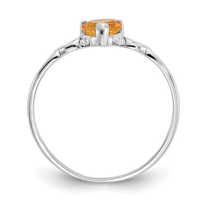 14K Weißgold Ring mit poliertem echtem Citrin-Geburtsstein
