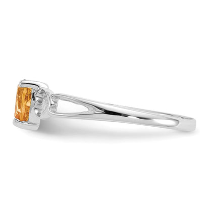14K Weißgold Ring mit poliertem echtem Citrin-Geburtsstein