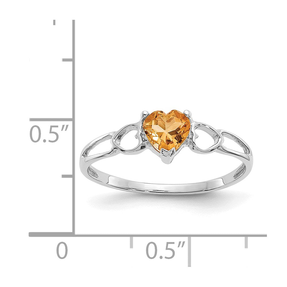 14K Weißgold Ring mit poliertem echtem Citrin-Geburtsstein