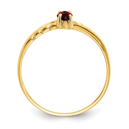 10K Gelbgold Polierter Echter Granat-Geburtsstein-Ring