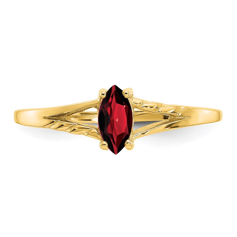 10K Gelbgold Polierter Echter Granat-Geburtsstein-Ring