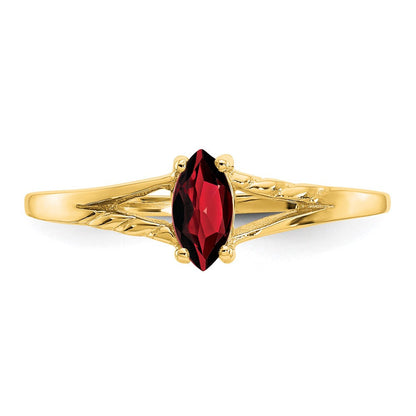 10K Gelbgold Polierter Echter Granat-Geburtsstein-Ring