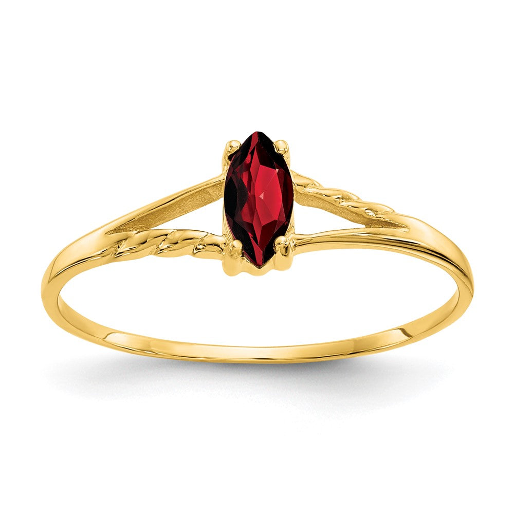 10K Gelbgold Polierter Echter Granat-Geburtsstein-Ring