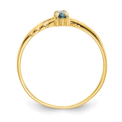 10K Gelbgold Ring mit poliertem echtem Aquamarin-Geburtsstein