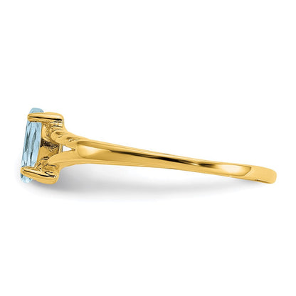 10K Gelbgold Ring mit poliertem echtem Aquamarin-Geburtsstein