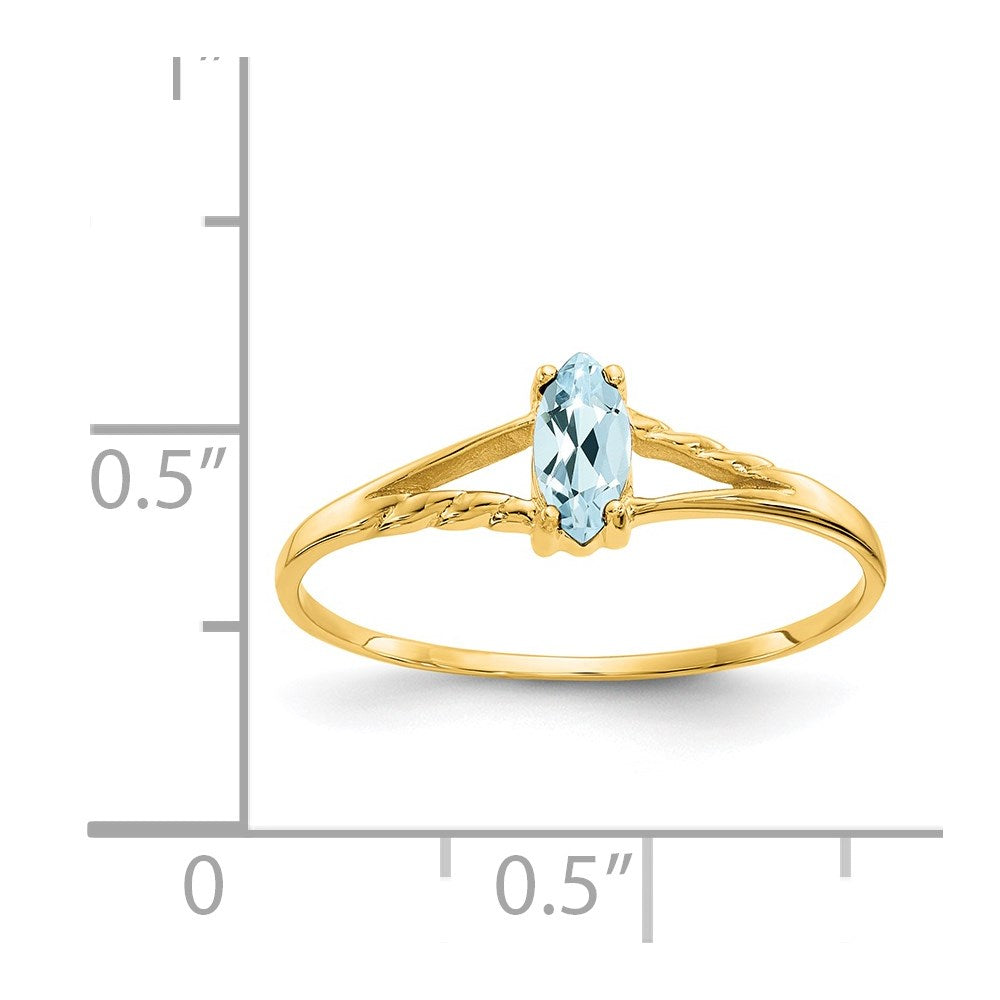 10K Gelbgold Ring mit poliertem echtem Aquamarin-Geburtsstein
