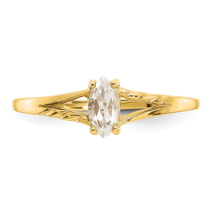 10K Gelbgold Ring, poliert, mit echtem Weißem Topas als Geburtsstein