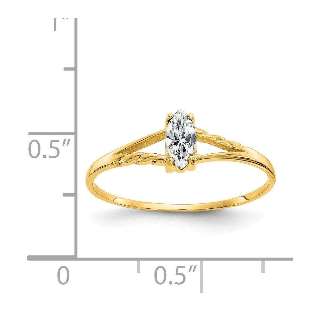 10K Gelbgold Ring, poliert, mit echtem Weißem Topas als Geburtsstein