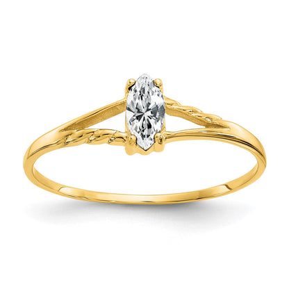 10K Gelbgold Ring, poliert, mit echtem Weißem Topas als Geburtsstein