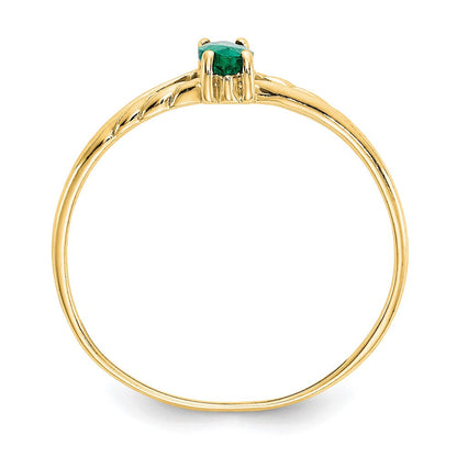 10K Gelbgold Ring mit poliertem, echtem Smaragd-Geburtsstein