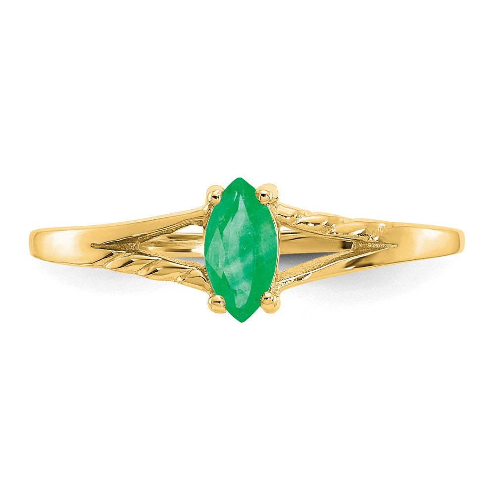 10K Gelbgold Ring mit poliertem, echtem Smaragd-Geburtsstein