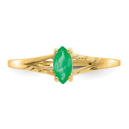 10K Gelbgold Ring mit poliertem, echtem Smaragd-Geburtsstein
