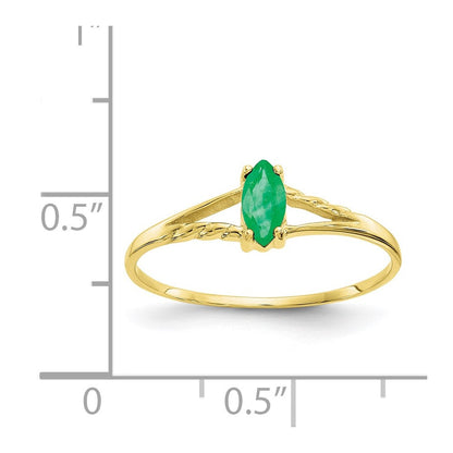 10K Gelbgold Ring mit poliertem, echtem Smaragd-Geburtsstein