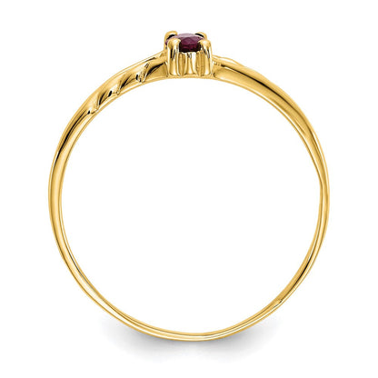 10K Gelbgold Ring mit poliertem echtem Rubin-Geburtsstein