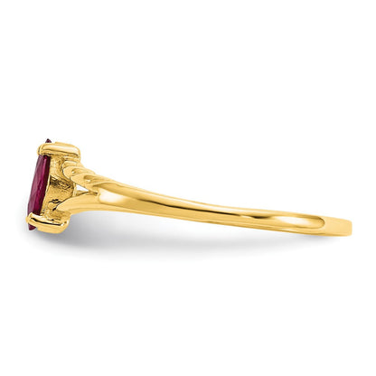 10K Gelbgold Ring mit poliertem echtem Rubin-Geburtsstein