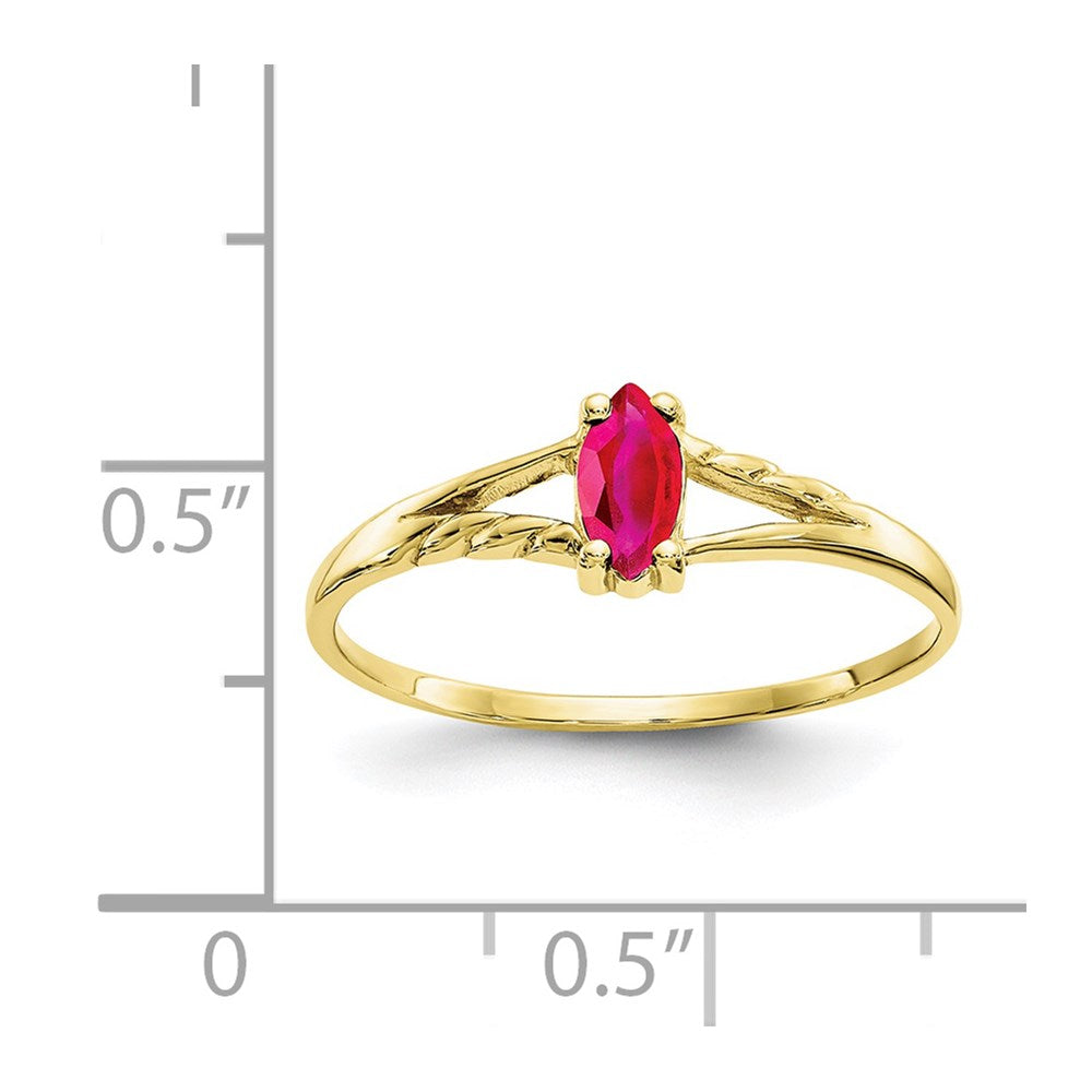 10K Gelbgold Ring mit poliertem echtem Rubin-Geburtsstein