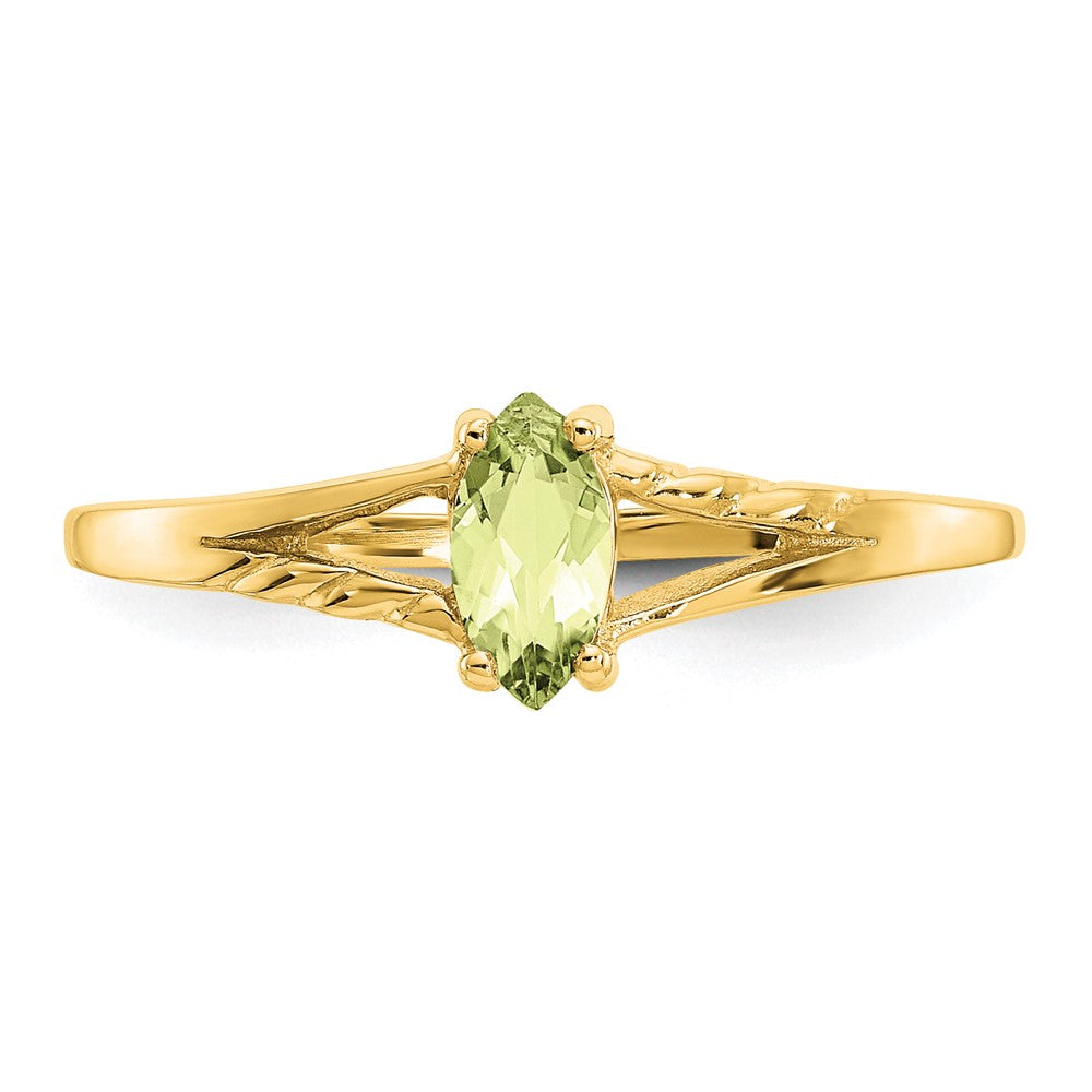 10K Gelbgold Ring mit Politur und echtem Peridot-Geburtsstein
