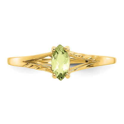 10K Gelbgold Ring mit Politur und echtem Peridot-Geburtsstein
