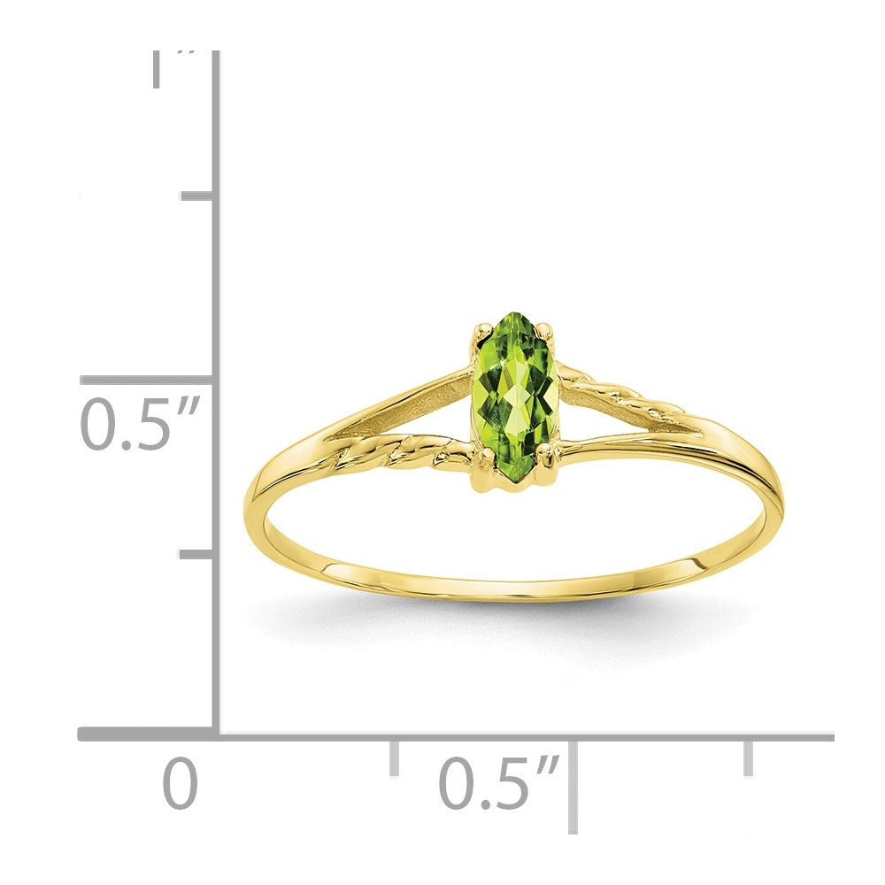 10K Gelbgold Ring mit Politur und echtem Peridot-Geburtsstein