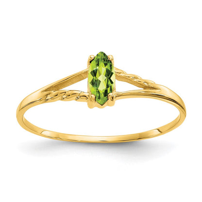 10K Gelbgold Ring mit Politur und echtem Peridot-Geburtsstein