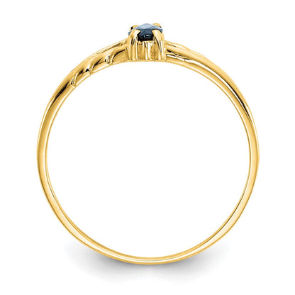 10K Gelbgold Ring mit poliertem echtem Saphir-Geburtsstein