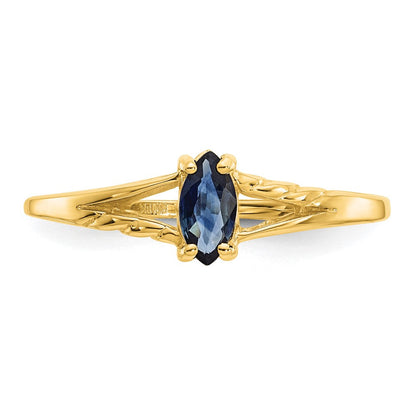 10K Gelbgold Ring mit poliertem echtem Saphir-Geburtsstein