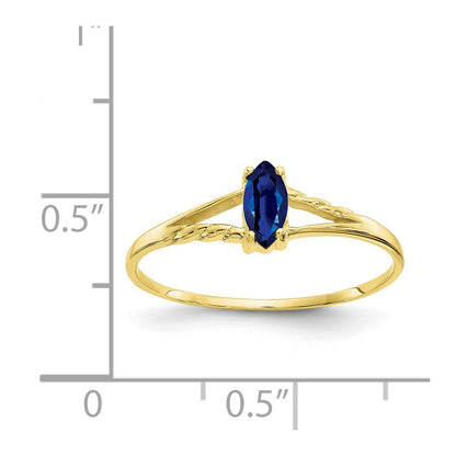 10K Gelbgold Ring mit poliertem echtem Saphir-Geburtsstein