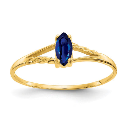10K Gelbgold Ring mit poliertem echtem Saphir-Geburtsstein