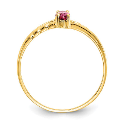 10K Gelbgold polierter Ring mit echtem Rosa Turmalin-Geburtsstein