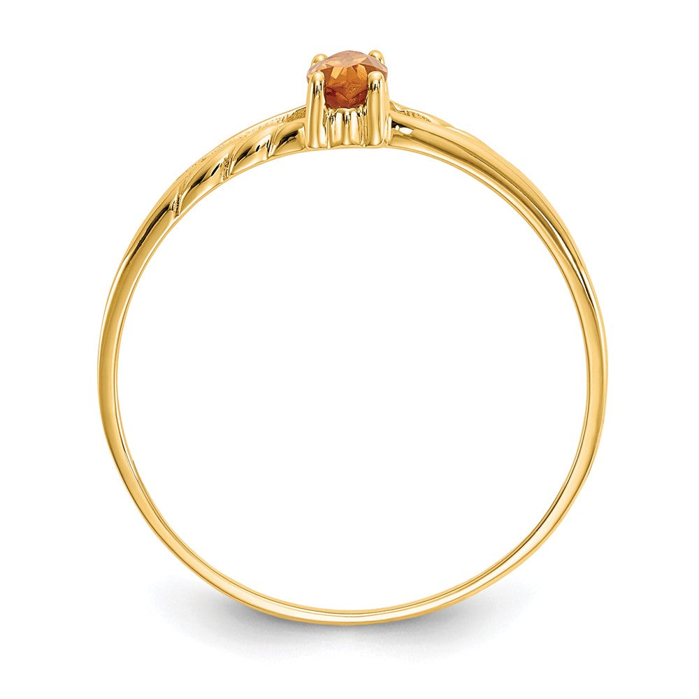 10K Gelbgold Ring mit poliertem, echtem Citrin-Geburtsstein