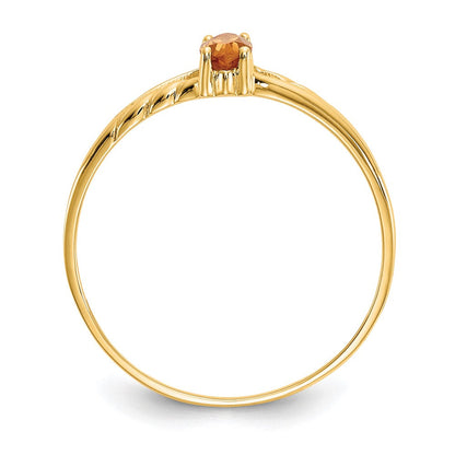 10K Gelbgold Ring mit poliertem, echtem Citrin-Geburtsstein