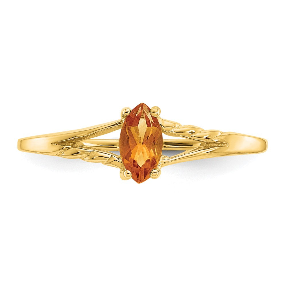 10K Gelbgold Ring mit poliertem, echtem Citrin-Geburtsstein