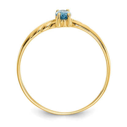10K Gelbgold Ring mit poliertem echtem Blautopas-Geburtsstein