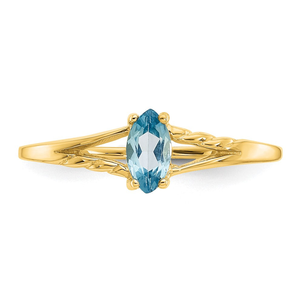 10K Gelbgold Ring mit poliertem echtem Blautopas-Geburtsstein