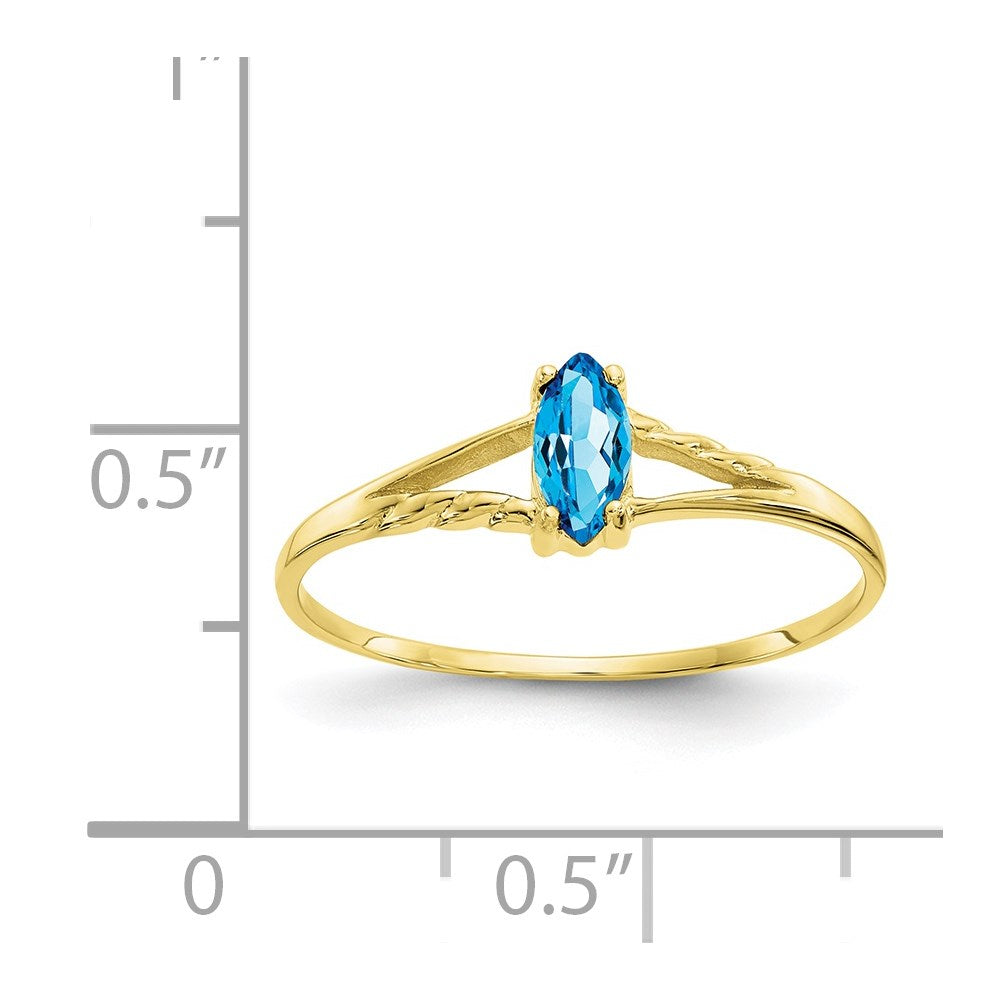 10K Gelbgold Ring mit poliertem echtem Blautopas-Geburtsstein