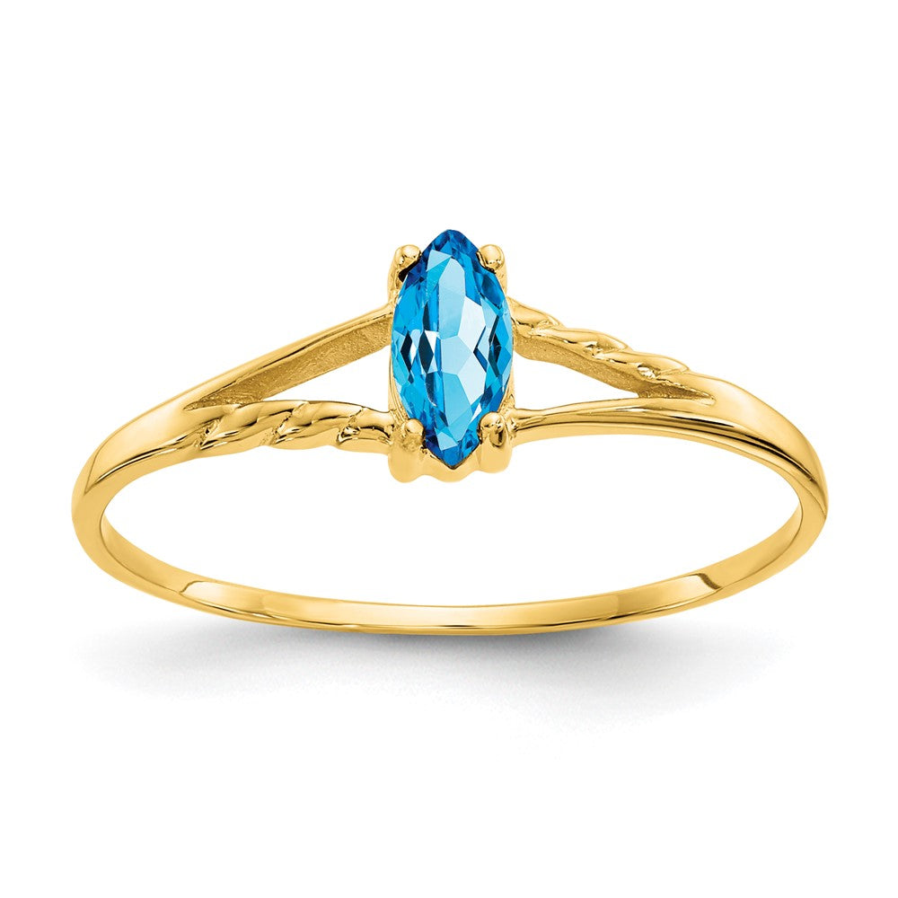 10K Gelbgold Ring mit poliertem echtem Blautopas-Geburtsstein