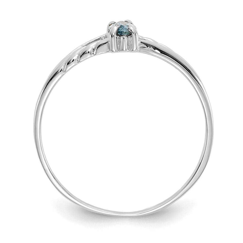 14K Weißgold Ring mit poliertem echtem Aquamarin-Geburtsstein