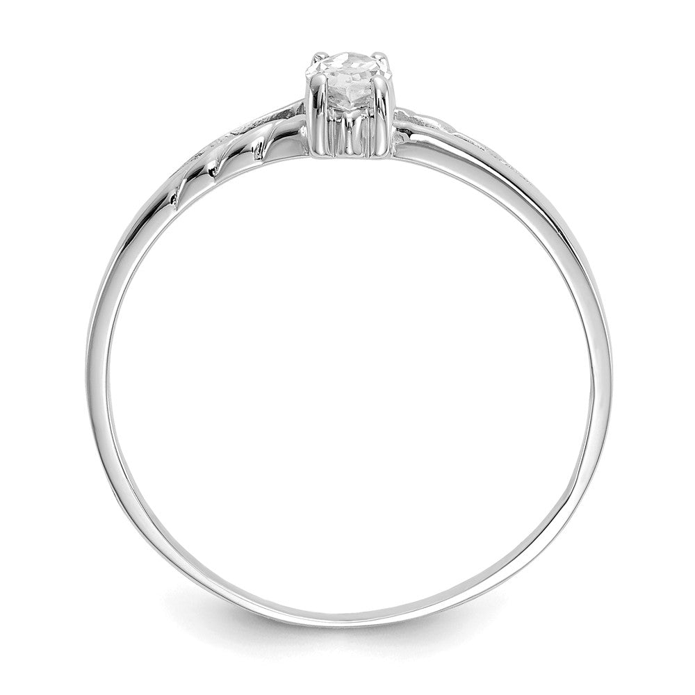 14K Weißgold Ring mit Politur und echtem Weißem Topas-Geburtsstein