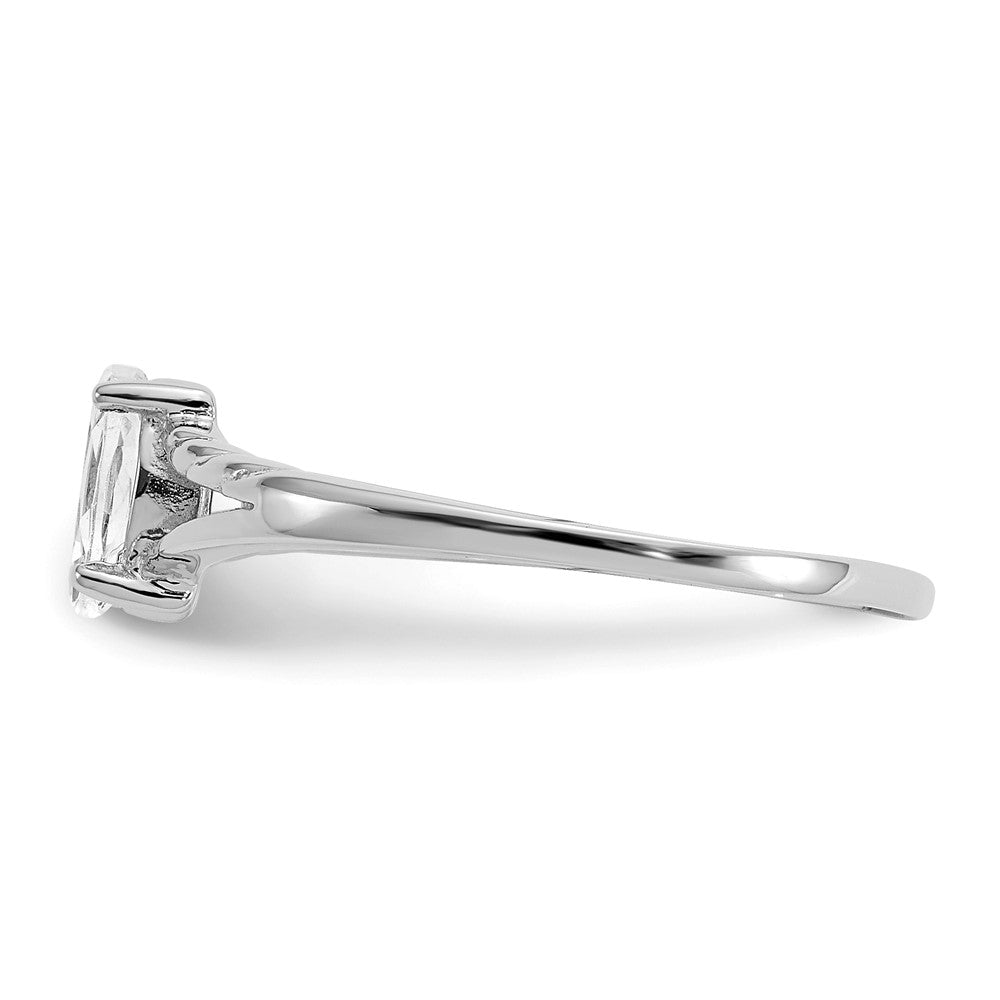 14K Weißgold Ring mit Politur und echtem Weißem Topas-Geburtsstein