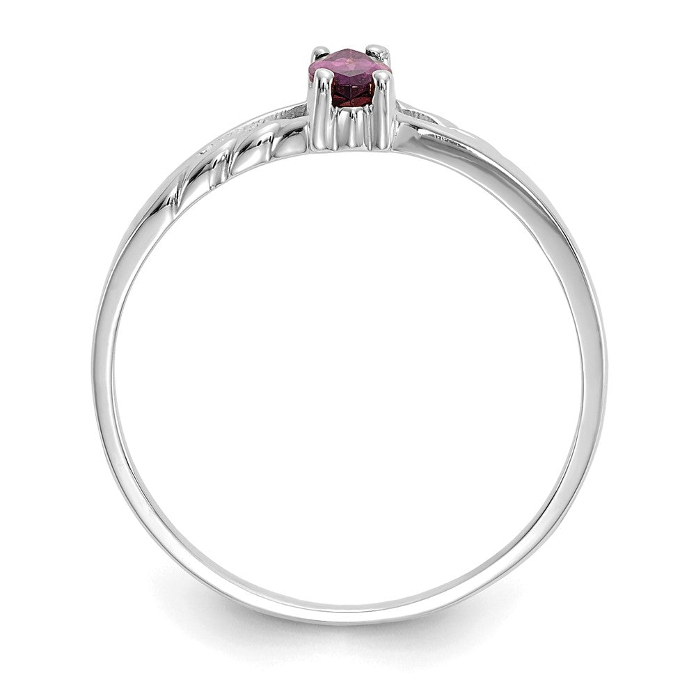 10K Weißgold polierter Ring mit echtem Rhodolith-Granat-Geburtsstein