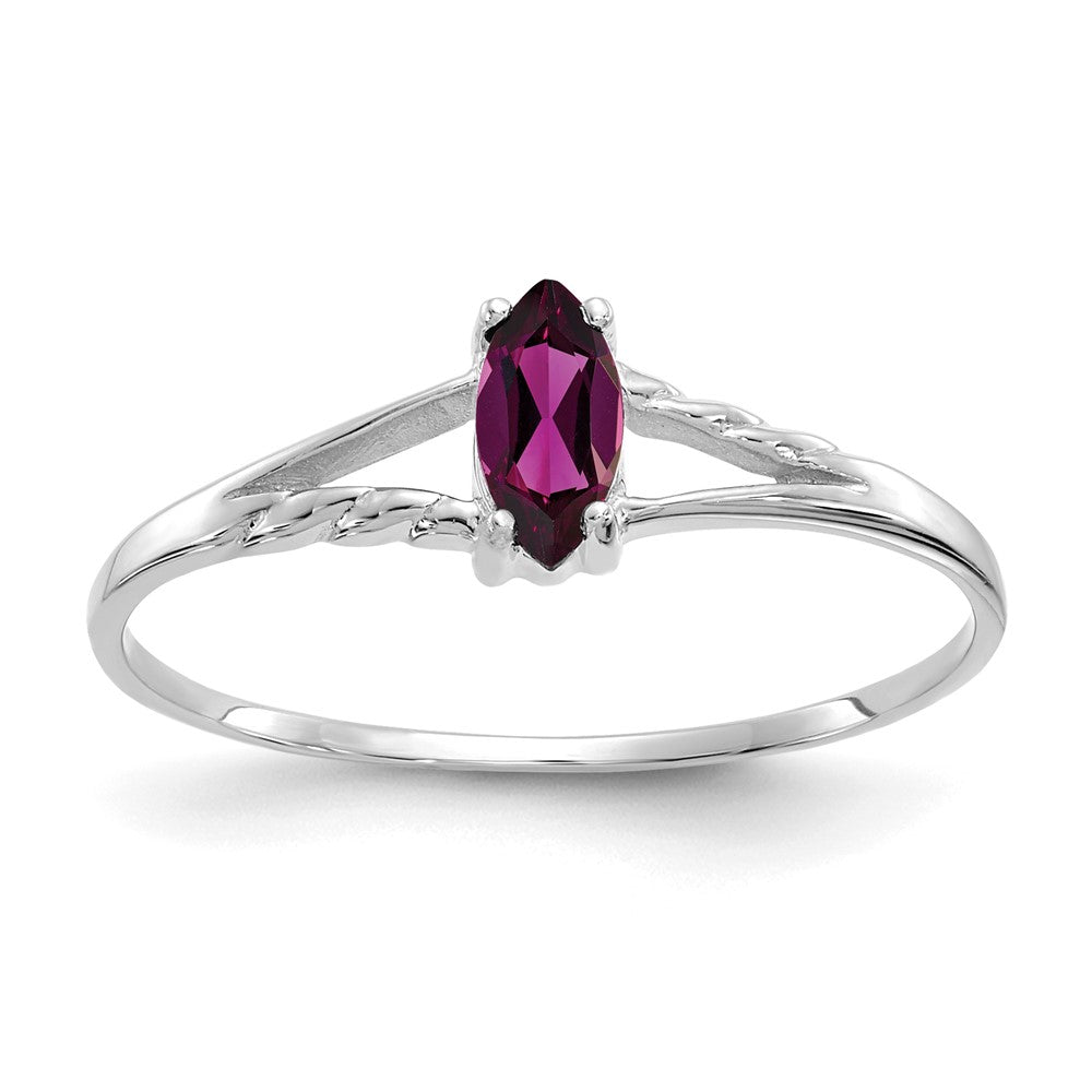 10K Weißgold polierter Ring mit echtem Rhodolith-Granat-Geburtsstein
