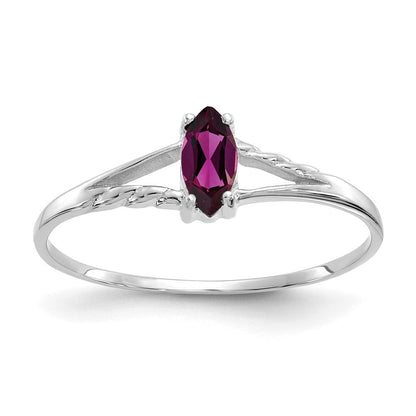 10K Weißgold polierter Ring mit echtem Rhodolith-Granat-Geburtsstein