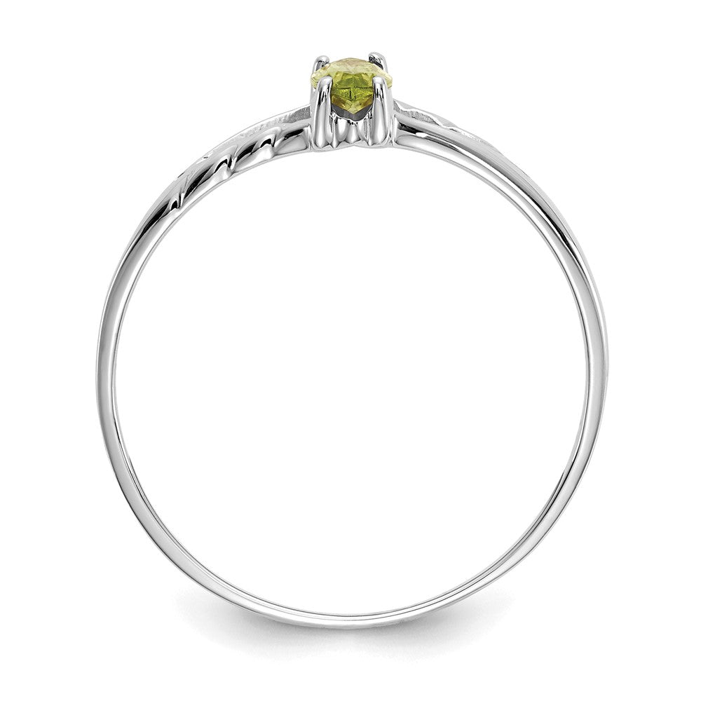 14K Weißgold Ring mit poliertem echtem Peridot-Geburtsstein
