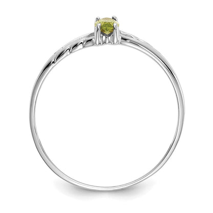 14K Weißgold Ring mit poliertem echtem Peridot-Geburtsstein