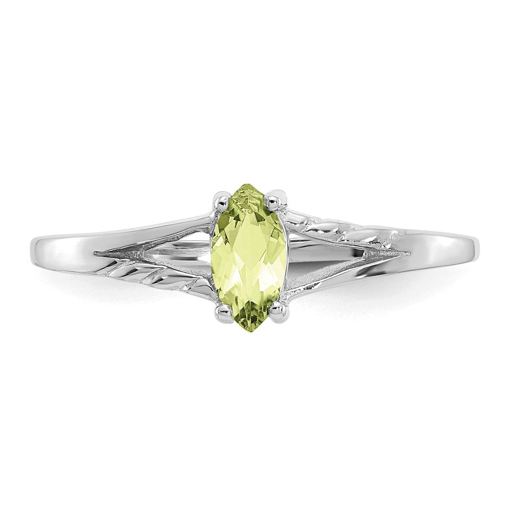 14K Weißgold Ring mit poliertem echtem Peridot-Geburtsstein