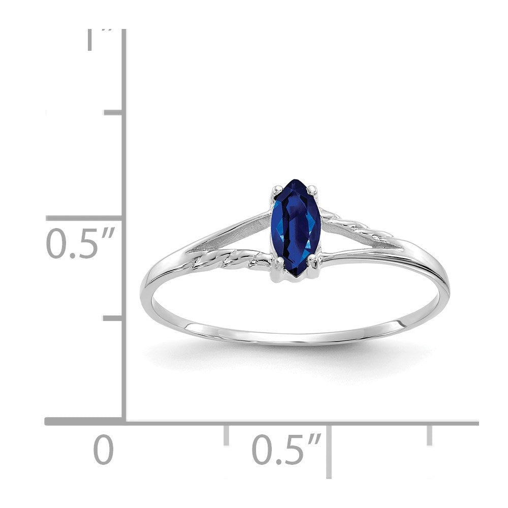 14K Weißgold Ring mit poliertem echtem Saphir-Geburtsstein