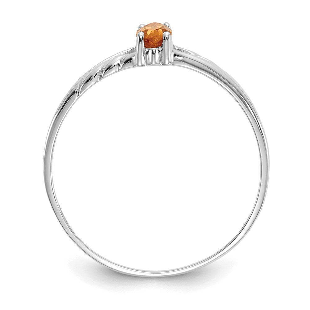 14K Weißgold Ring mit poliertem echtem Citrin-Geburtsstein